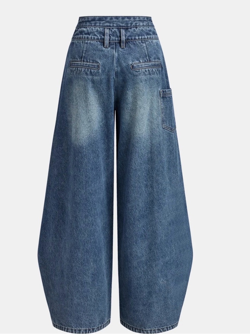 Commense Blue Wrap-Overlay Wide-Leg Jeans - Picture 2 of 3